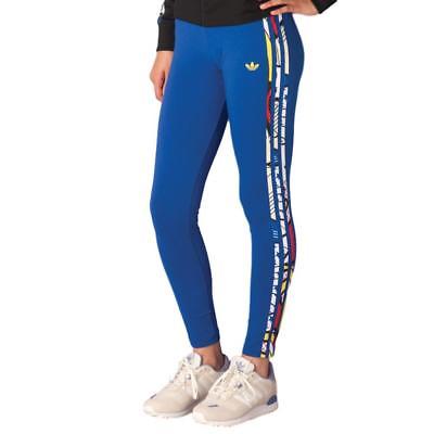 Adidas Originals Women's Super Logo Rita Ora Leggings Blue Gym/Fitness