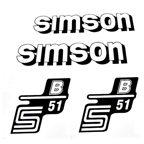 Set: Aufkleber - Klebefolie SIMSON - S51 B - weiß - für Tank und Seitendeckel