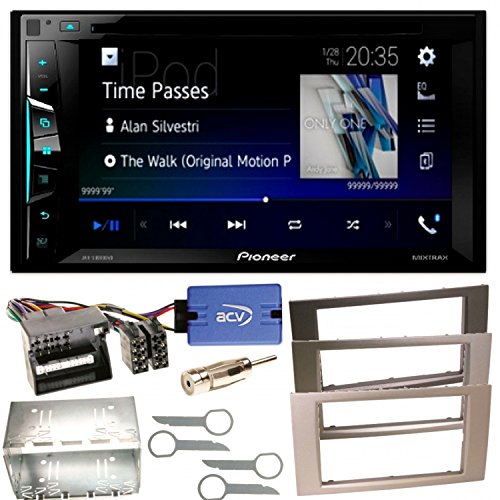 Pioneer AVH-A3100DAB Bluetooth USB MP3 Autoradio iPhone iPod Doppel Din CD DVD Touchscreen UKW DivX Einbauset für Ford Focus C-Max Fiesta Transit, Farbe der Radioblende:Anthrazit