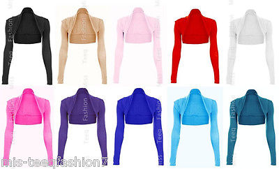 New Womens Long Sleeved Bolero Shrug Top Ladies Cardigan Size 8-14