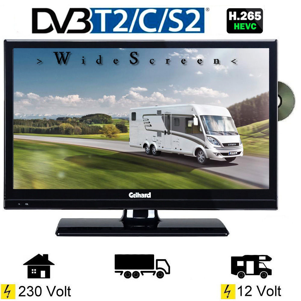 Gelhard GTV2042 LED TV 20 Zoll Wide Screen DVB/S/S2/T2/C, DVD, USB, 230/ 12 Volt
