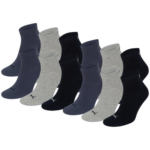 PUMA Unisex Quarters Socken Sportsocken 12er Pack navy / grey / nightshadow blue 532 - 35/38
