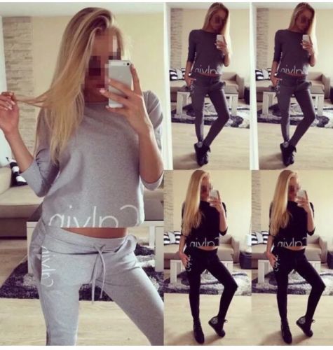 Woman’s Tracksuit Cropped Sweater Jogging LoungeWear Bottoms & Top Active Set