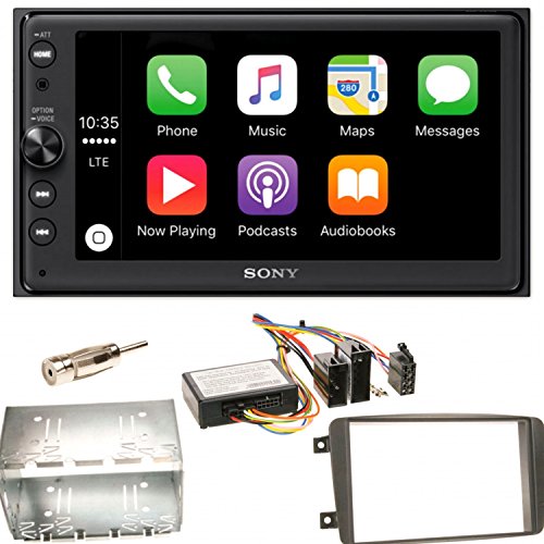 Sony XAV-AX100 Bluetooth USB MP3 Autoradio Android Auto CarPlay Touchscreen Einbauset für Mercedes C-Klasse W203 CLK W208 W209