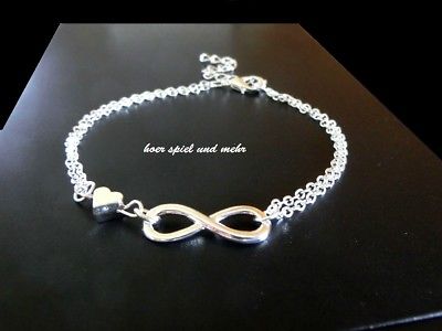 Damen Infinity Armkette Farbe Silber Armband Eternity Unendlichkeit Herz Partner