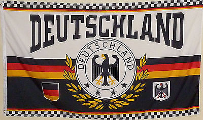 Fahne Flagge Deutschland Lorbeerkranz Adler 4 Sterne 1,5x0,9 Meter m. Oesen  NEU