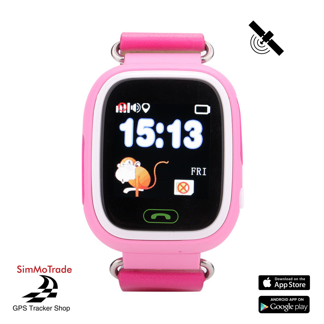 Simmotrade® GPS Tracker Uhr für Kinder, Telefonieren, SOS, Ortung, Wecker,....