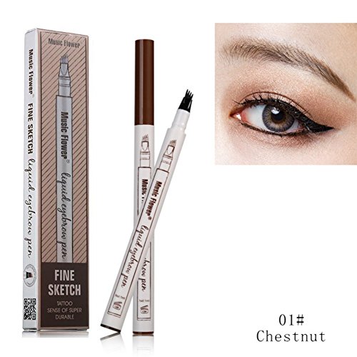 Tattoo Eyebrow Pen mit vier Tipps Langlebig Waterproof Brow Gel für Augen Make-up (1#)
