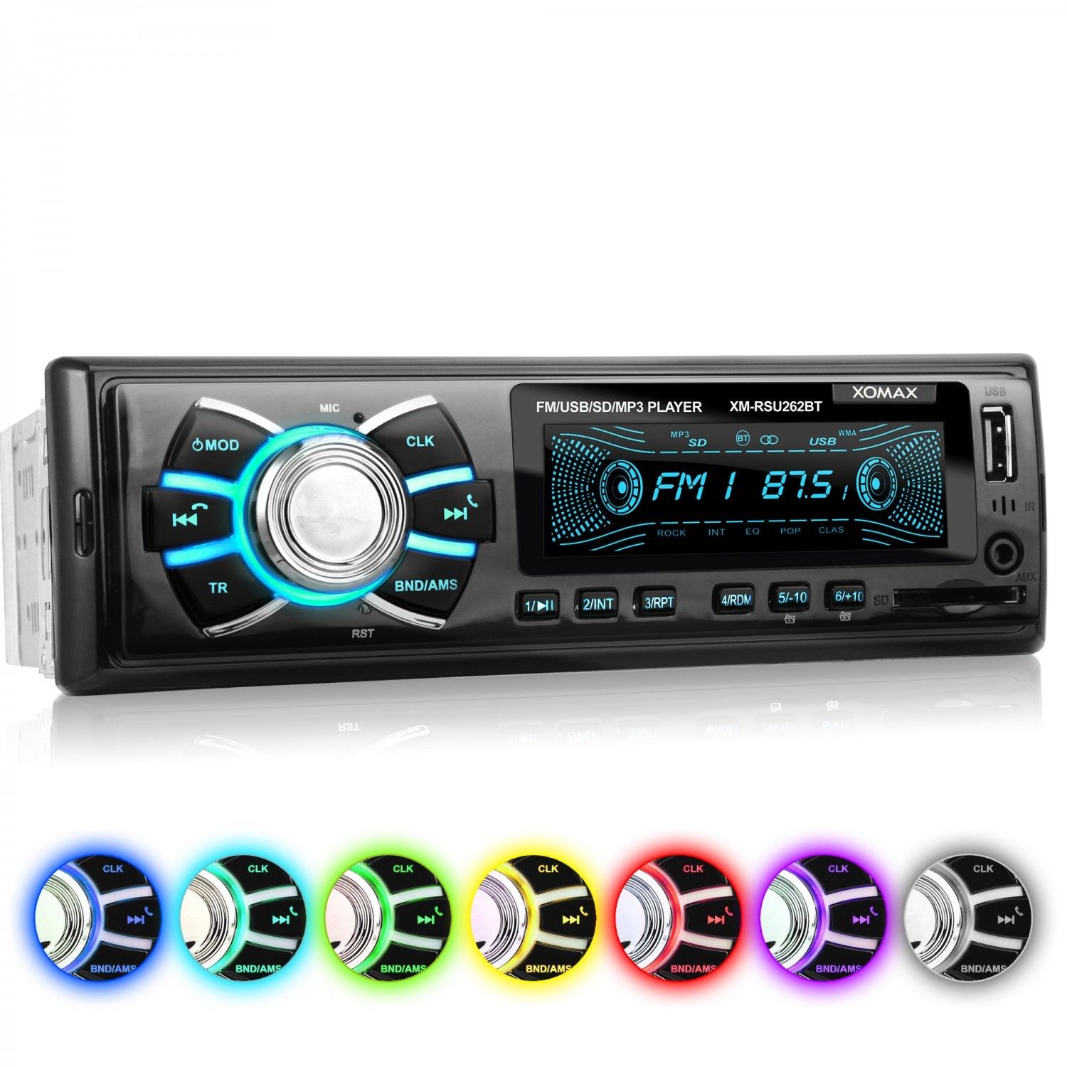 AUTORADIO MIT BLUETOOTH FREISPRECH-EINRICHTUNG USB SD AUX MP3 4x60W 1DIN OHNE CD
