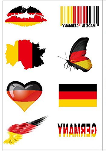 Naisidier Fußball Tätowierungen Flagge Aufkleber [8 Stück] 2018 WM Fußball Fans Deutschland Fahnen Tattoo
