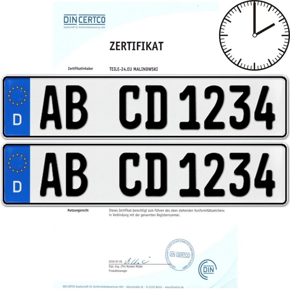 2 Stück EU Kfz Kennzeichen Nummernschilder Autoschilder mit Wunschtext