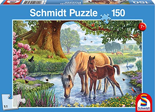 Schmidt Spiele Puzzle 56161 Pferde am Bach, 150 Teile