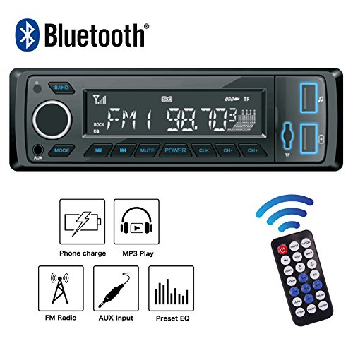 POMILE Autoradio Bluetooth MP3, Single Din Auto Audio Stereo FM Radio Groß Display 12V mit Fernbedienung FM USB/SD/AUX
