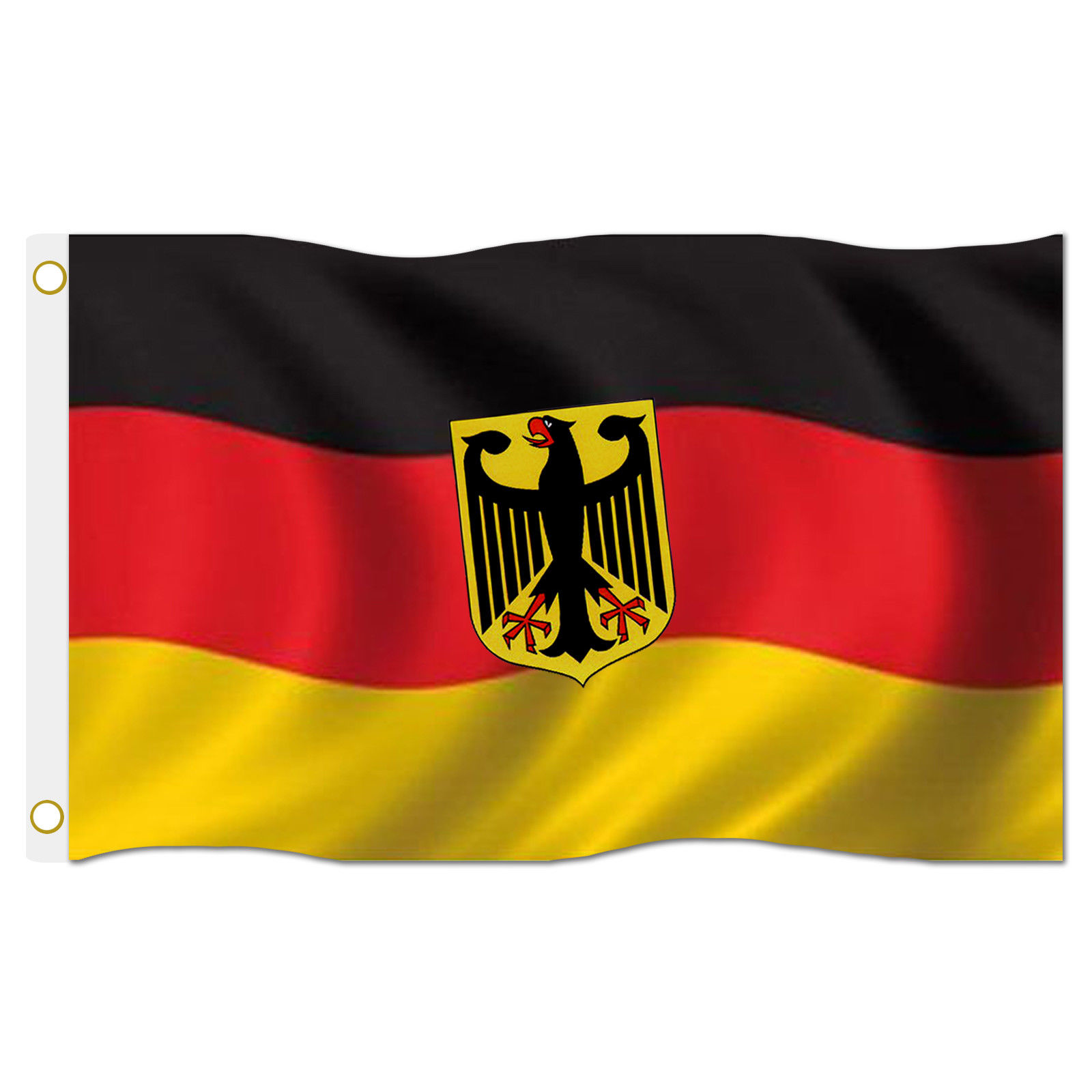 Deutschlandfahne 150 x 90 cm Hissflagge Deutschland Fahne Flagge mit Ösen Wappen