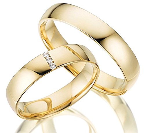2 x 585 Trauringe 5.00mm Gelbgold ECHT GOLD Eheringe schlichte Spannring LM.07.585.V2 Juwelier Echtes Gold Verlobunsringe Wedding Rings Trouwringen
