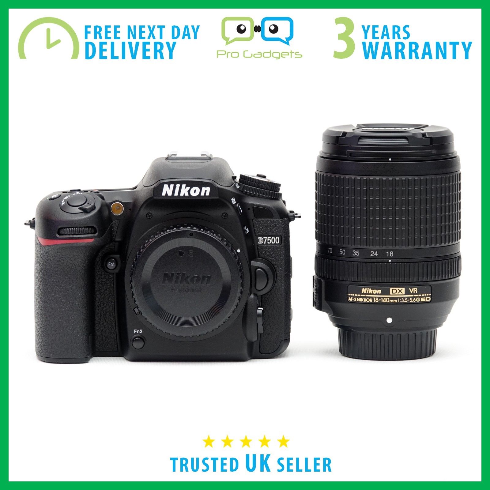 New Nikon D7500 20.9MP CMOS 4K DSLR With 18-140mm VR Lens - 3 Year Warranty
