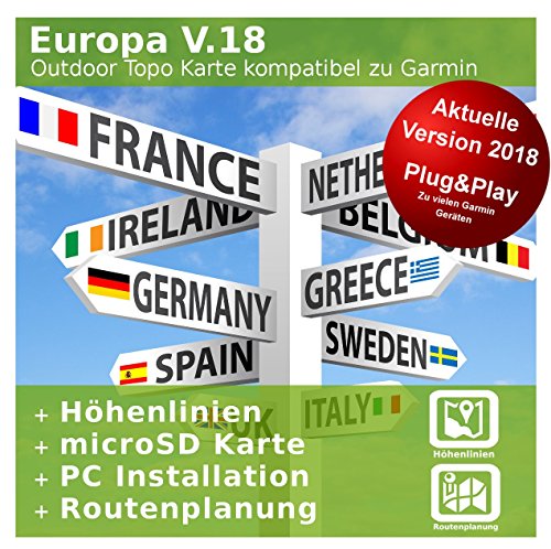 Europa V.18 - Profi Outdoor Topo Karte - Kompatibel zu Garmin GPSMap 60, GPSMap 64s, GPSMap 78, GPSMap 78s