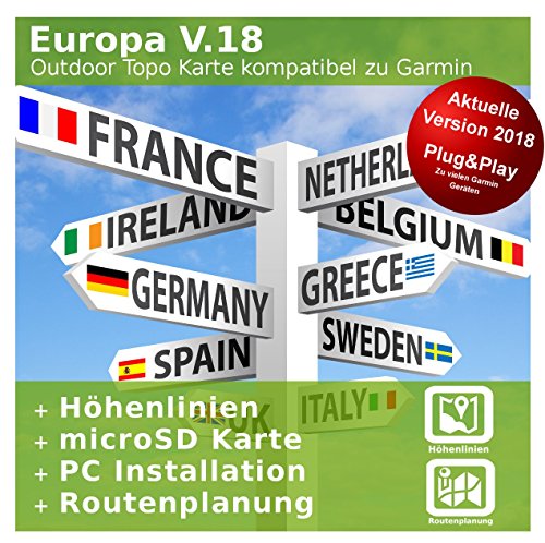 Europa V.18 - Profi Outdoor Topo Karte - Kompatibel zu Garmin GPSMap 64s