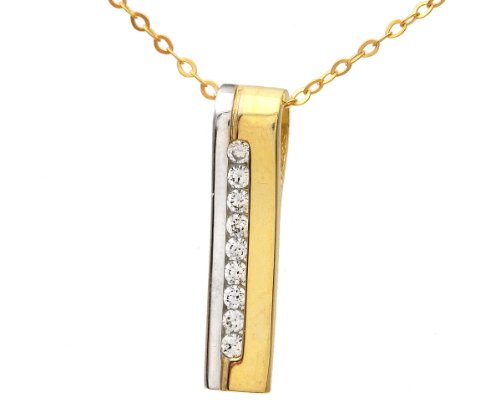 Citerna Damen-Halskette 9 Karat Gelb und Weißgold mit Zirkonia 46 cm P1018YW