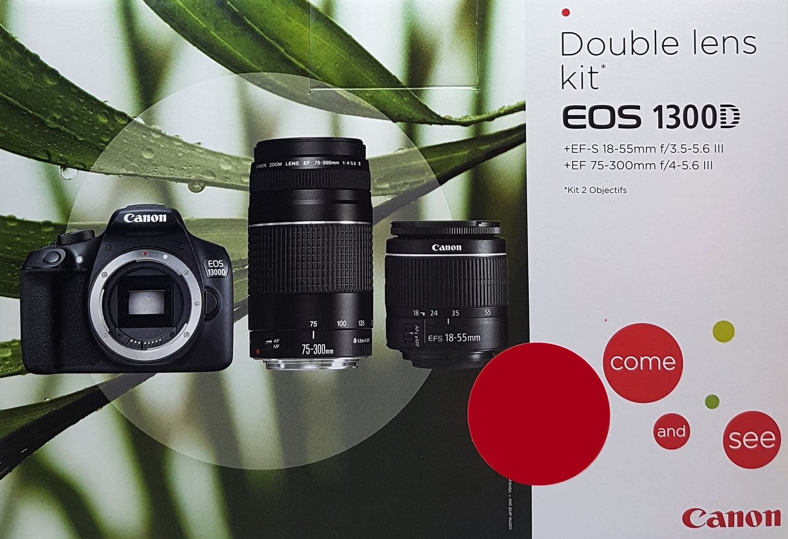 Canon EOS 1300D Kit DFIN III Objektiv 18-55 + 75-300 mm Spiegelreflexkamera Neu