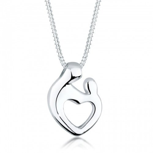 Elli Damen Halskette Mutter und Kind mit Herz Symbol Verbundenheit in 925 Sterling Silber 45 cm lang