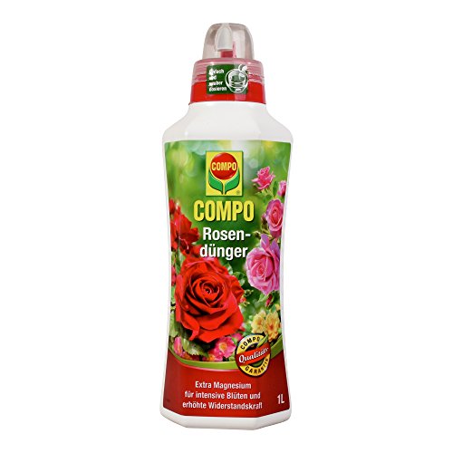 COMPO Rosendünger für alle Rosen im Zimmer, in Kübeln, Beeten sowie im Freiland, Spezial-Flüssigdünger mit extra Magnesium, 1 Liter