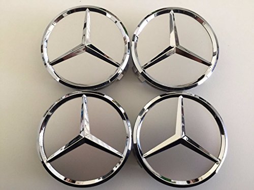 Mercedes-Felgendeckel mit erhöhter Mitte, AMG, Legierung, Silber, 4 Stück