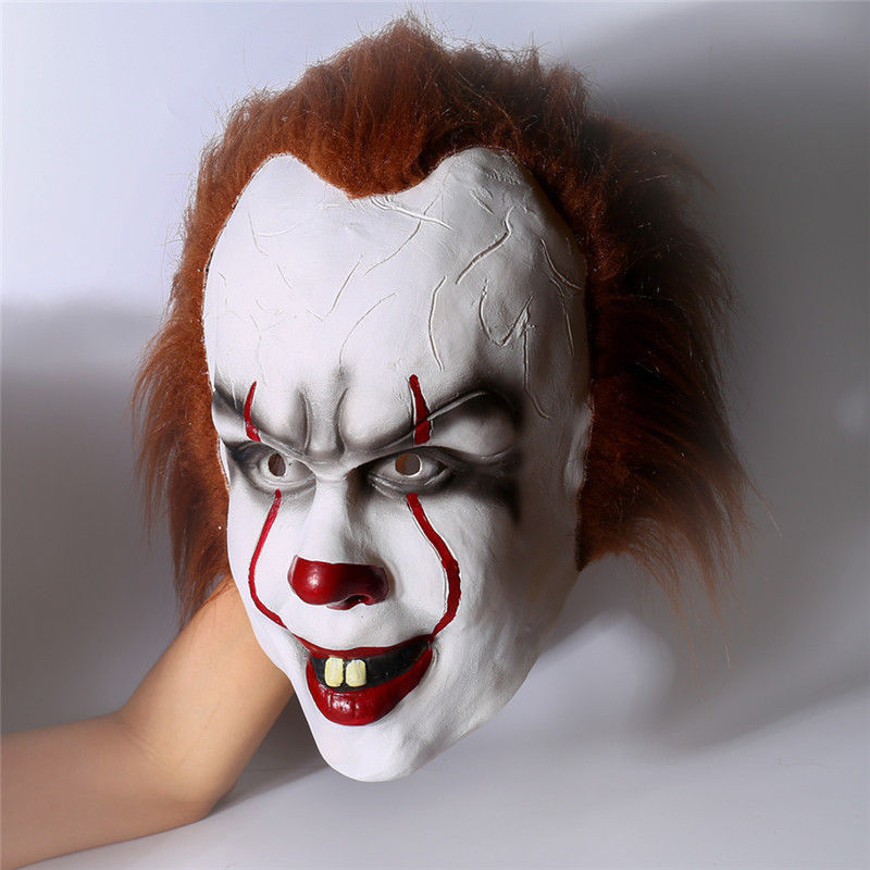 IT PENNYWISE CLOWN DELUXE MASK HALLOWEEN STEPHEN KING LATEX COSPLAY COSTUME 