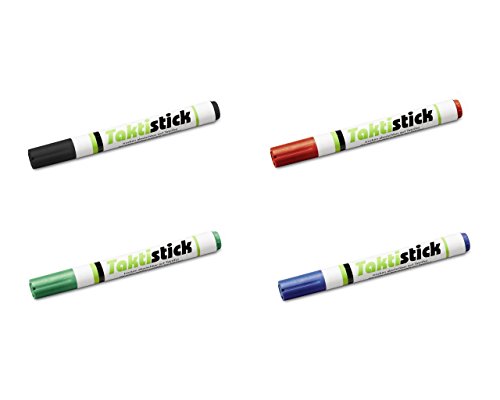 Taktistick-Marker-Set - 4 Marker (trocken abwischbar) + 1 Reinigungstuch für alle Taktifol-Varianten