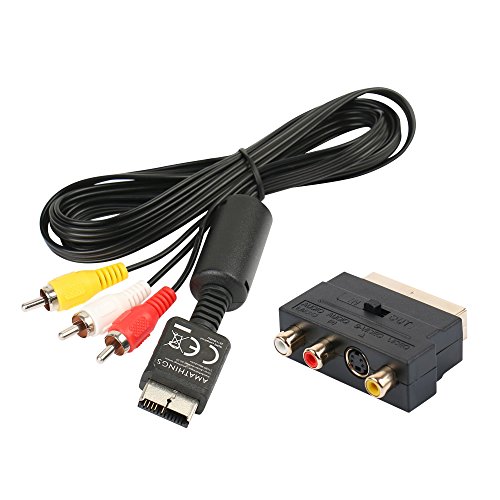 PS2 AV Kabel Und Scart Adapter IN/OUT Umschalter + S-VIDEO / S-VHS PSX , PSOne , PS1 , PS2 , PS Two, PS3 (alle Modelle) von Amathings