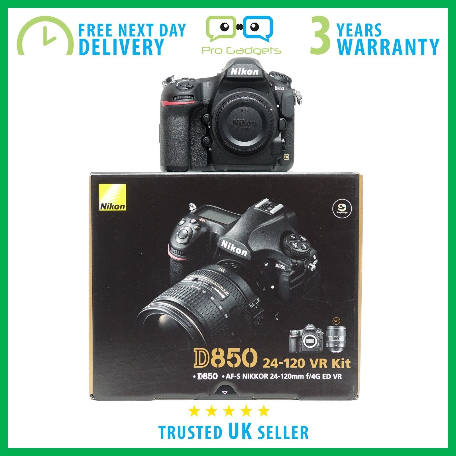 New Nikon D850 45.7MP FX CMOS Sensor 4K Video DSLR Kit Box - 3 Year Warranty