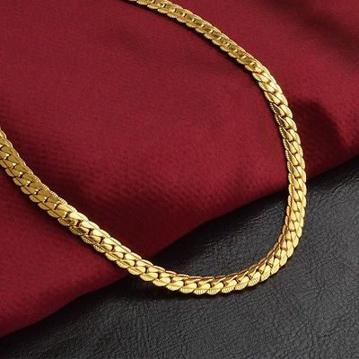 18k Goldkette vergoldet Kette Halskette Panzerkette Damen Herren 50 cm NEU