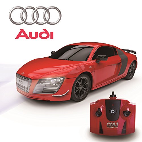 Audi R8 GT, Fernbedienung Auto für Kinder mit funktionierendem Lichter, elektrisch ferngesteuert auf Straße RC Jungen Mädchen Spielsachen, offiziell lizenziert 1:24 Modell, 27MHz matt schwarz RTR,